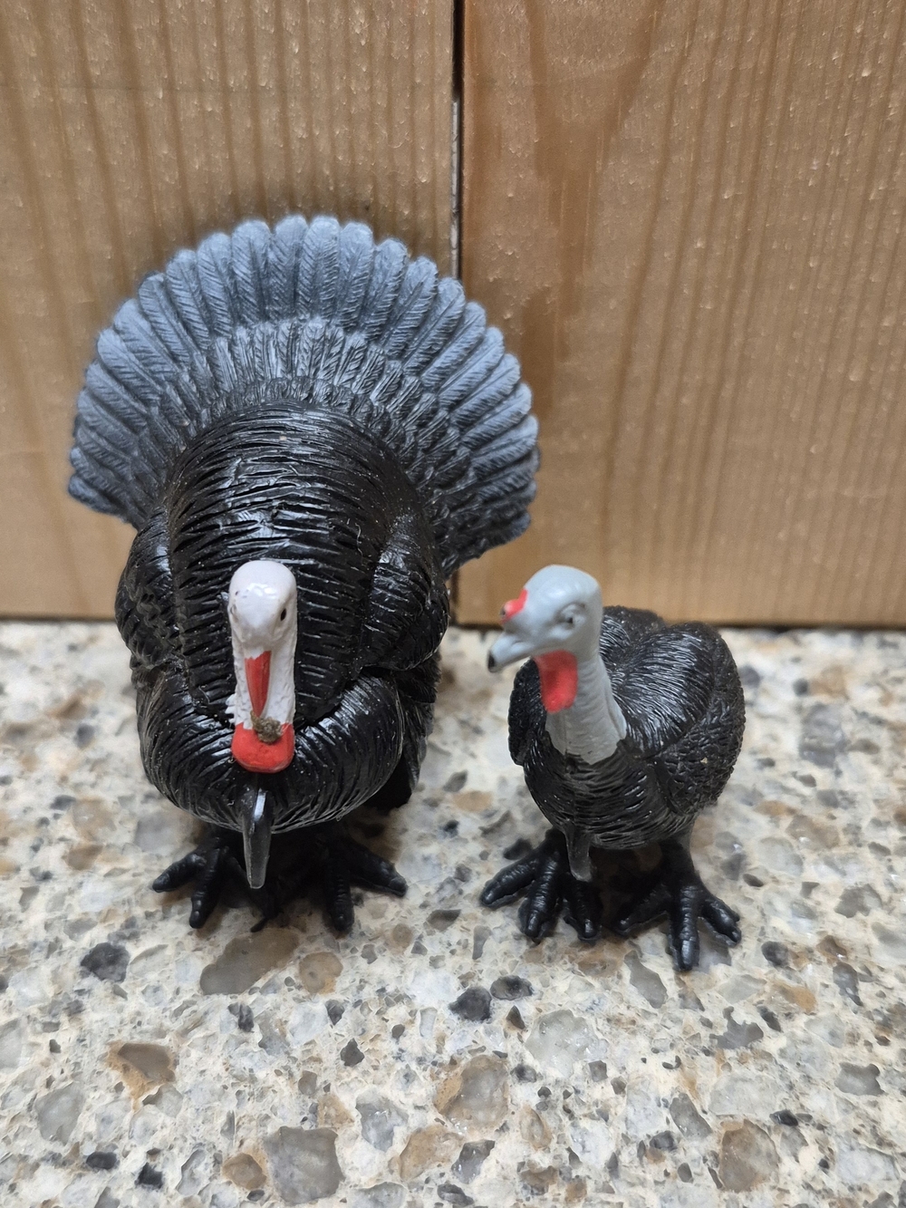 ​Miniature Turkey Figurine Set - Tom (Strutting) & Hen Plastic Toy Figurines